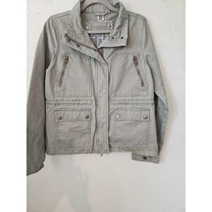 Aeropostale Olive Green Utility Jacket Military Style Pockets Zippers Size L